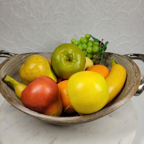 Vintage Artificial Assorted Fruit Hollow Faux Apples Banana Grapes Orange - Picture 2 of 13